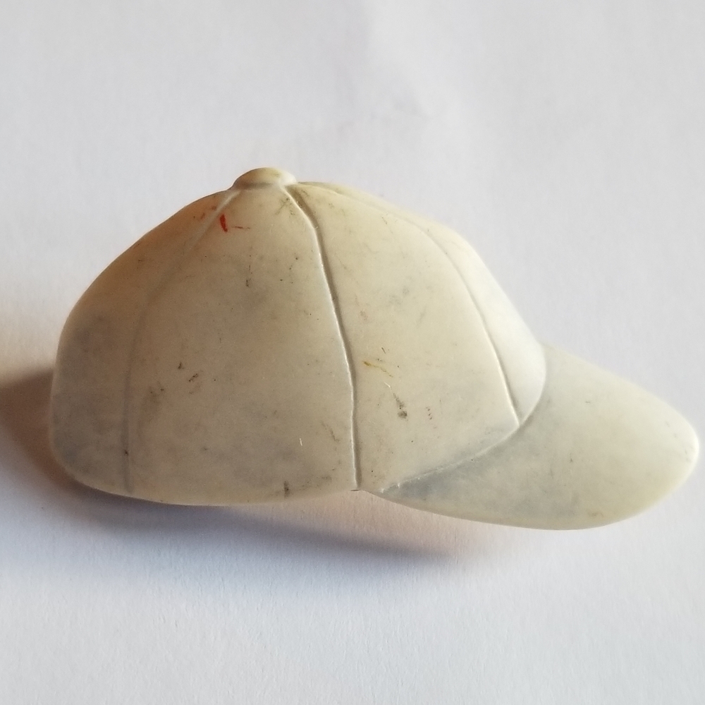 Vintage baseball hat brooch pin pale blue color cap faded shabby chic